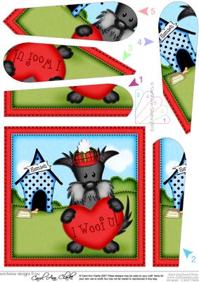 Hamish Scottie Dog Heart Fan Pyramage Topper