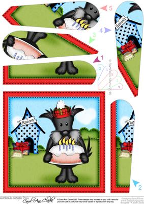 Hamish Scottie Dog Birthday Cake Fan Pyramage Topper