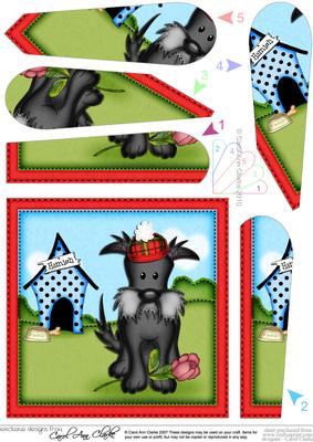 Hamish Scottie Dog Rose Fan Pyramage Topper