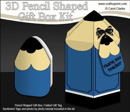 3D Pencil Shaped Treat or Favour Box Mini Kit