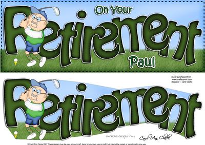 Large Dl Retirement Paul Golf Quick Card 3D Decoupage