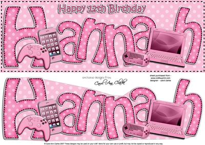 12th Birthday Hannah Gadgets & Gizmos Large Dl 3D Decoupage