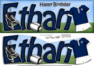 Large Dl Birthday Ethan Rugby Card & 3D Decoupage