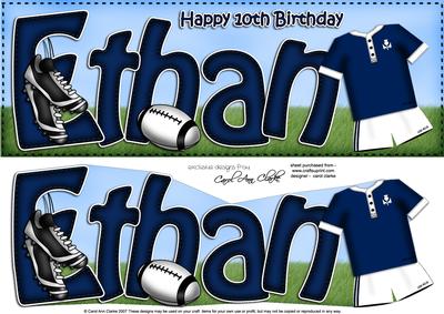 Large Dl 10th Birthday Ethan Rugby Card & 3D Decoupage