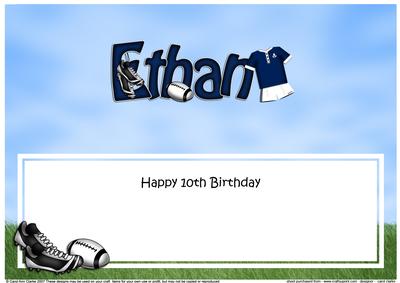 10th Birthday Ethan Rugby Large Dl Matching Insert