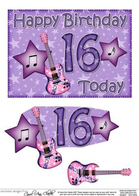 5x7 16th Birthday Guitar 3D Step by Step Decoupage
