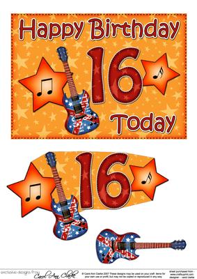 5x7 16th Birthday Guitar 3D Step by Step Decoupage