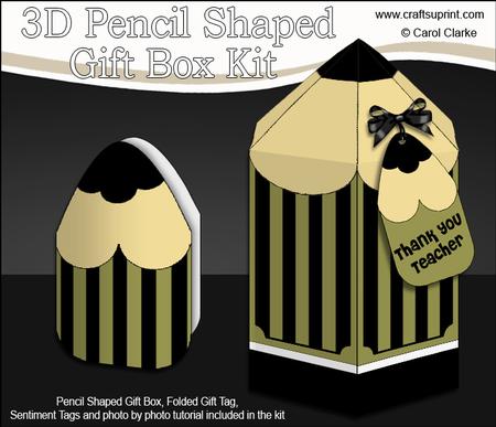 3D Pencil Shaped Treat or Favour Box Mini Kit