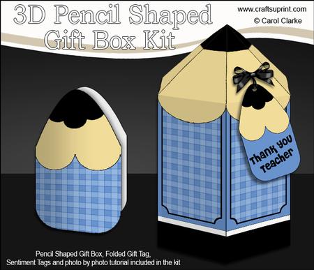 3D Pencil Shaped Treat or Favour Box Mini Kit