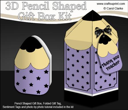 3D Pencil Shaped Treat or Favour Box Mini Kit
