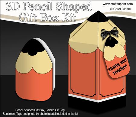 3D Pencil Shaped Treat or Favour Box Mini Kit