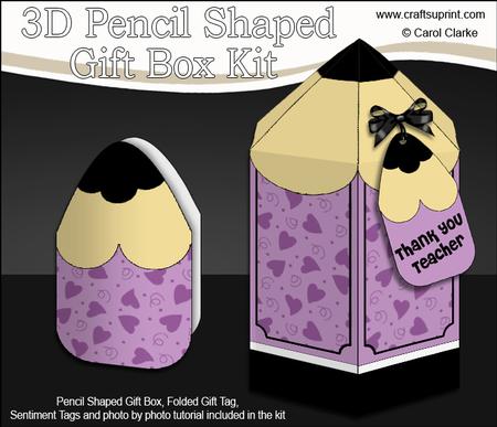 3D Pencil Shaped Treat or Favour Box Mini Kit