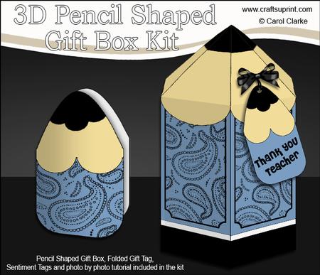 3D Pencil Shaped Treat or Favour Box Mini Kit