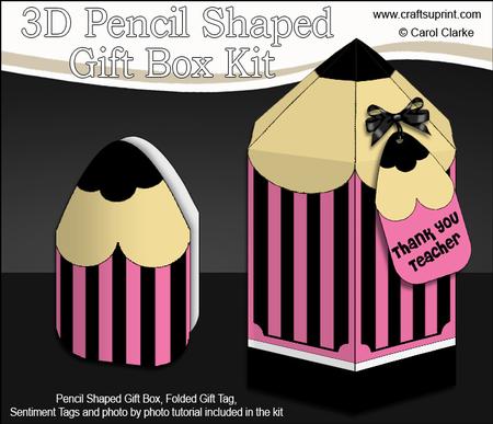 3D Pencil Shaped Treat or Favour Box Mini Kit