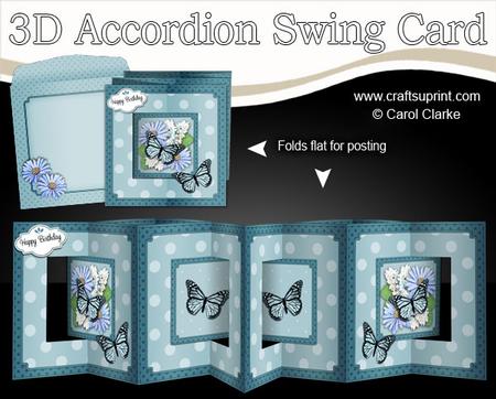 3D Floral Bouquet & Butterfly Accordian Swing Card