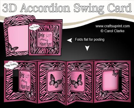3D Animal Print & Butterfly Accordian Swing Card