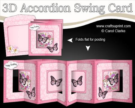 3D Pretty Floral & Butterfly Accordian Swing Card