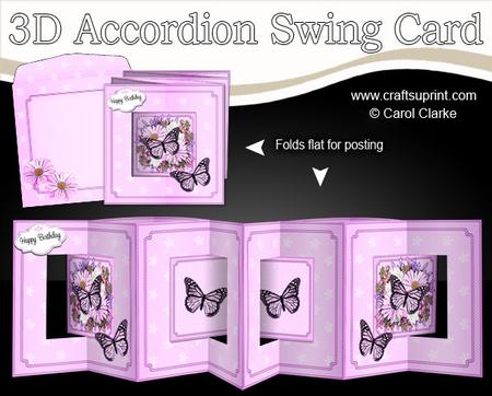 3D Butterflies & Flowers Accordian Swing Card