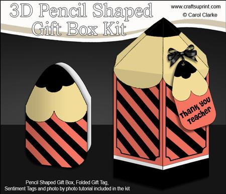 3D Pencil Shaped Treat or Favour Box Mini Kit