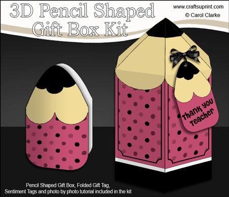 3D Pencil Shaped Treat or Favour Box Mini Kit