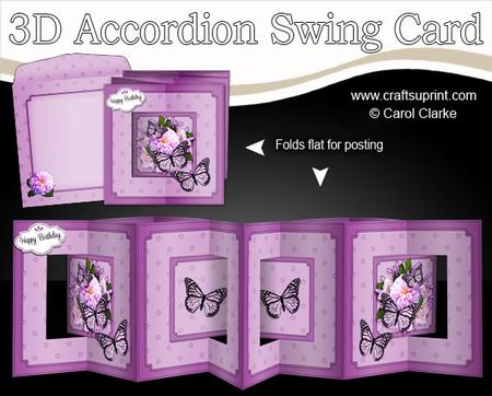 3D Floral Bouquet & Butterfly Accordian Swing Card