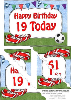 5x7 19th Birthday Football Scallop Corner