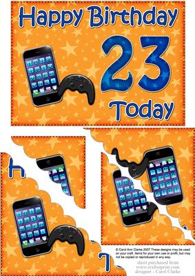 5x7 23rd Birthday Gadgets N Gizmos Scallop Corner