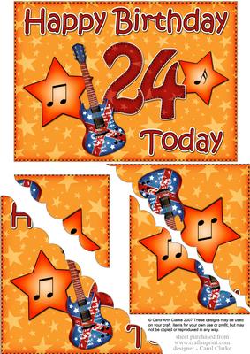 5x7 24th Birthday Guitars Scallop Corner