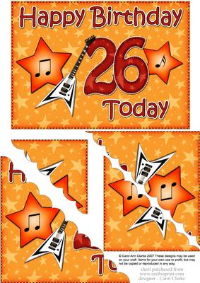 5x7 26th Birthday Guitar Scallop Corner