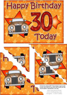5x7 30th Birthday Rolly Royce Car Scallop Corner