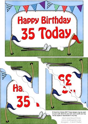5x7 35th Birthday Golf Scallop Corner