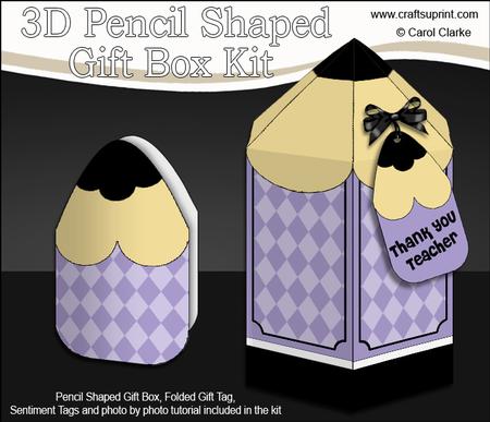3D Pencil Shaped Treat or Favour Box Mini Kit