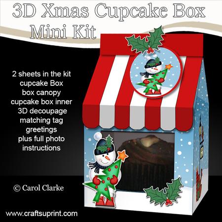 3D Xmas Snowman Milk Carton Cupcake or Treat Box Mini Kit