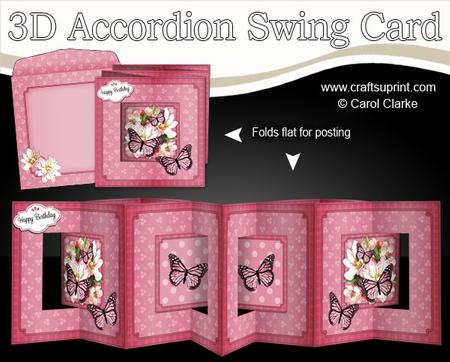 3D Flowers & Butterflies Accordian Swing Card