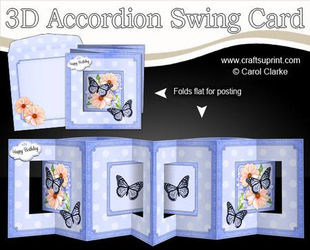 3D Pastel Flowers & Butterflies Accordian Swing Card
