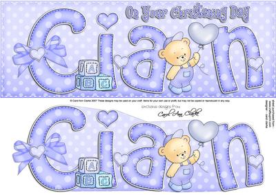 Large Dl Christening Cian Teddy 3D Decoupage