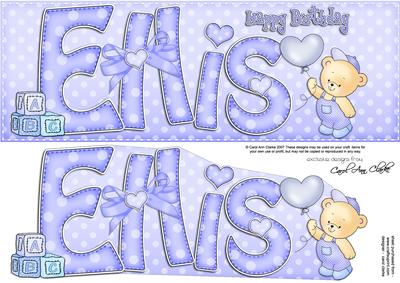 Large Dl Birthday Ellis Teddy 3D Decoupage
