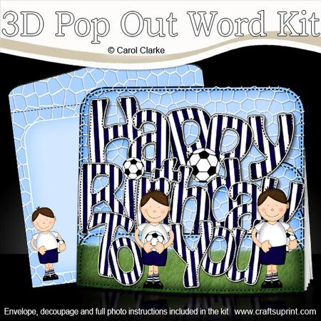 3D Boyz Bazil Birthday Football Pop Out Word Card