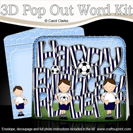 3D Boyz Bazil Birthday Robert Football Pop Out Word Card