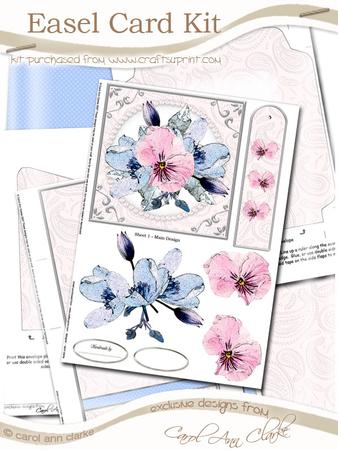 Posy and Pearls Easel Card Kit in Pink with Step by Step Decoupage