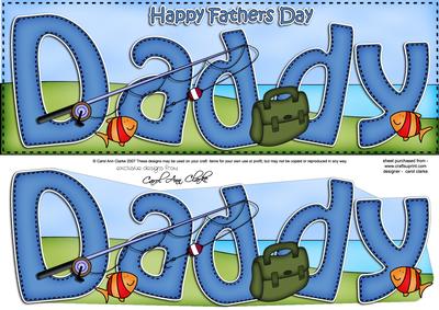 Large Dl Fathers Day Daddy Fishing Card & 3D Decoupage