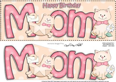 Large Dl Birthday Mom Cat Card & 3D Decoupage