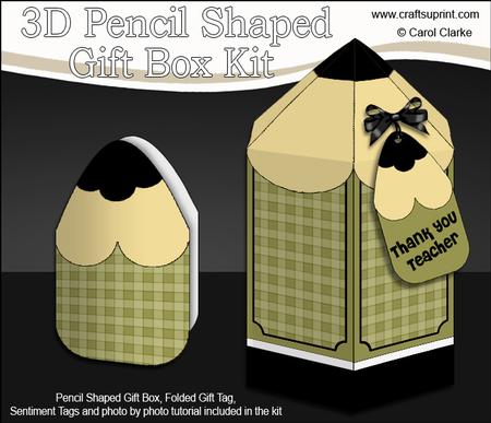 3D Pencil Shaped Treat or Favour Box Mini Kit