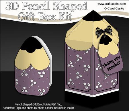 3D Pencil Shaped Treat or Favour Box Mini Kit
