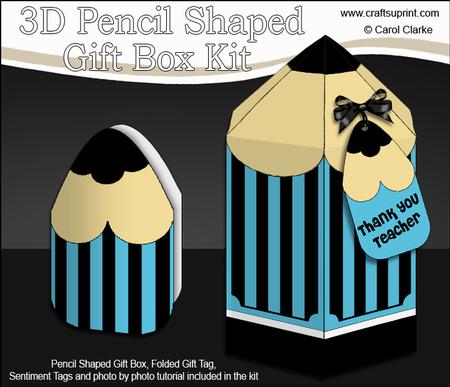 3D Pencil Shaped Treat or Favour Box Mini Kit