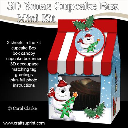 3D Xmas Ben Polar Bear Milk Carton Cupcake or Treat Box