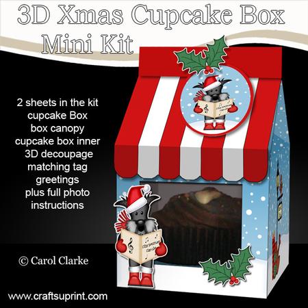 3D Xmas Scottie Dog Milk Carton Cupcake or Treat Box