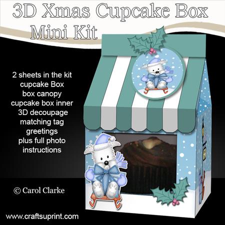 3D Xmas Westie Dog Milk Carton Cupcake or Treat Box Mini Kit