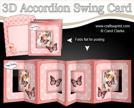 3D Flowers & Butterflies Accordion Swing Card