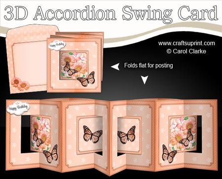 3D Flowers & Butterflies Accordion Swing Card